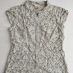 Tan Michael Kors Lace Floral Blouse